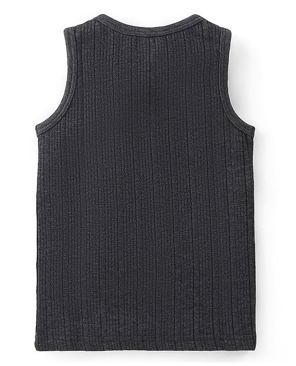Babyhug Cotton Sleeveless Pull Over Thermal Vest - Dark Grey