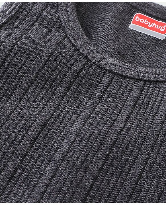 Babyhug Cotton Sleeveless Pull Over Thermal Vest - Dark Grey
