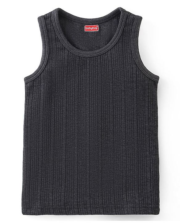 Babyhug Cotton Sleeveless Pull Over Thermal Vest - Dark Grey