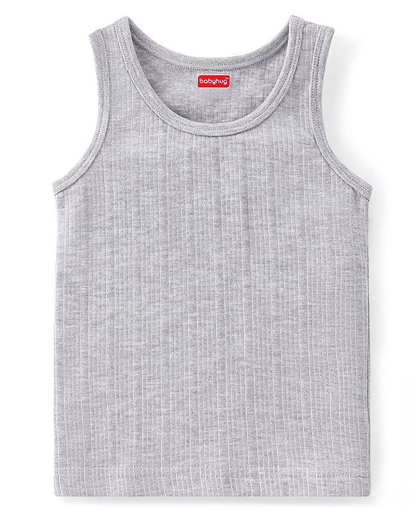 Babyhug Pull Over Sleeveless  Thermal Vest Solid Colour - Grey