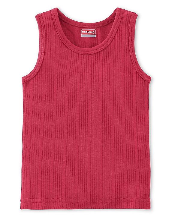 Babyhug  Pull Over Sleeveless Thermal Vest Solid Colour - Red