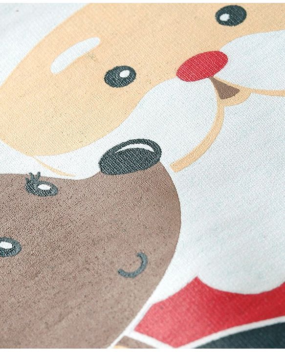 Babyhug Knit Full Sleeves Sweatshirt With Santa Claus Graphics & Peter Pan Collar - Teal