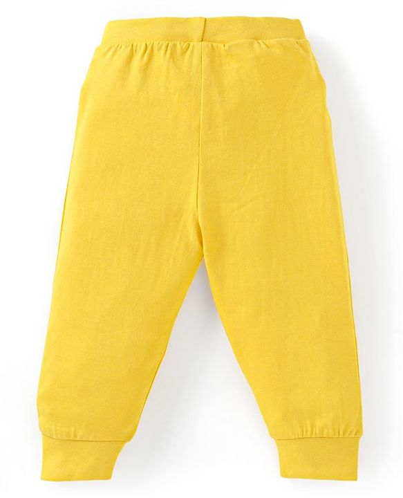 Babyhug Cotton Knit Full Length Striped & Tiger Printed Lounge Pants Pack of 3 - Navy Blue & Yellow