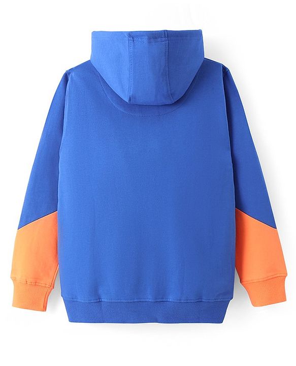 Pine Kids Cotton Knit Full Sleeves Hooded Sweatshirt with Text Design - Blue