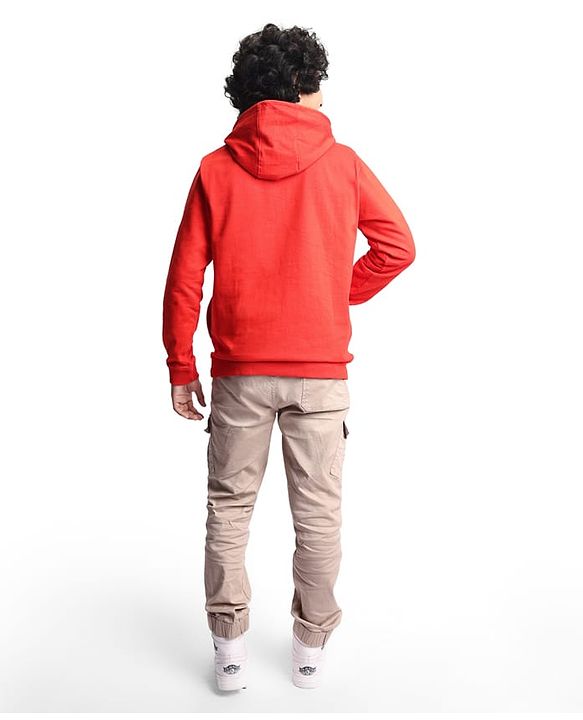 Pine Kids Cotton Knitted Full Sleeves Hooded Sweatshirt With Text Print - Red