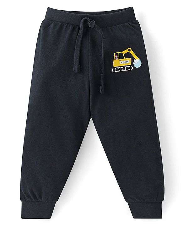 Babyhug Cotton Knit Full Length Lounge Pants with Vehicle Print Pack of 3 - Multicolour