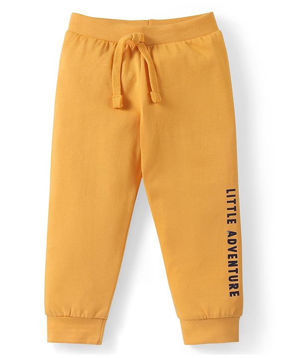 Babyhug Cotton Knit Full Length Lounge Pants with Text Print Pack of 3 - Multicolour