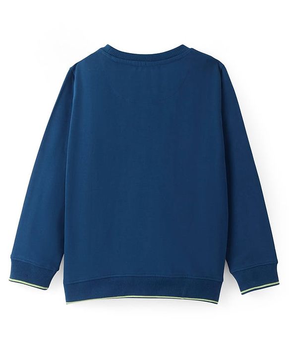 Pine Kids Knit Full Sleeves Sweatshirt Number Print - Navy Blue