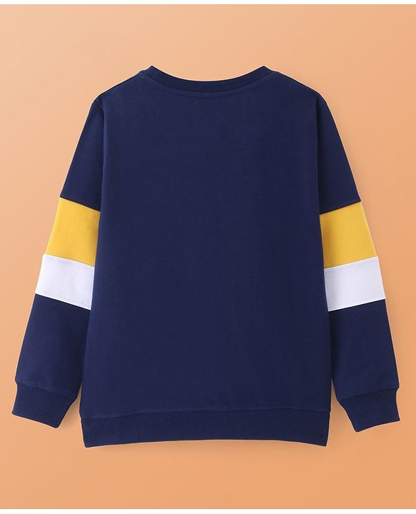 Pine Kids Cotton Knit Full Sleeves Sweatshirt With Text Print - Blue