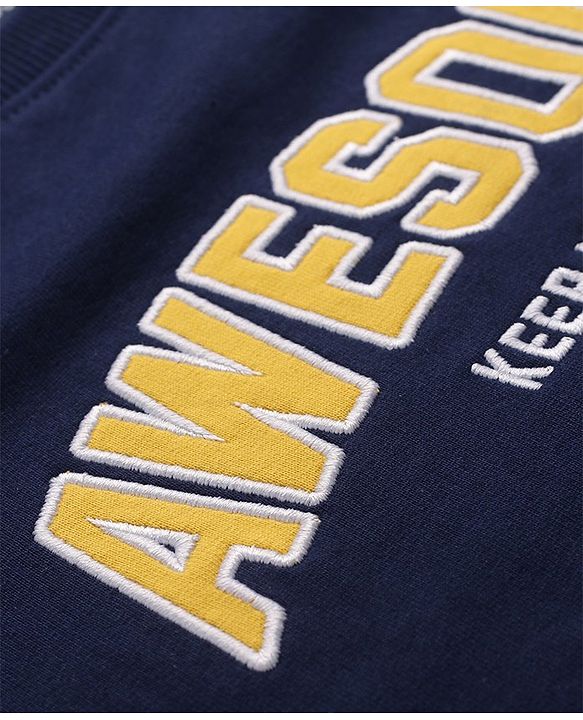 Pine Kids Cotton Knit Full Sleeves Sweatshirt With Text Print - Blue