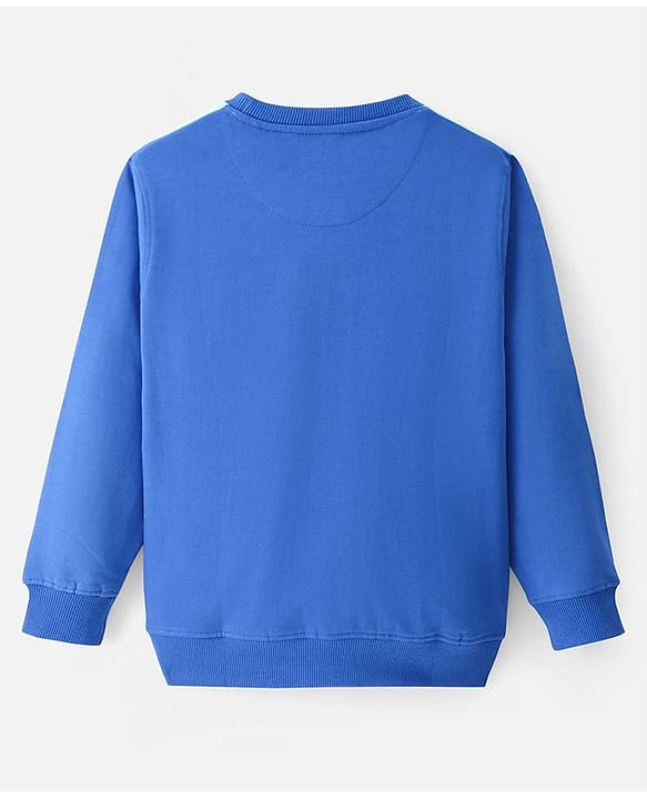 Pine Kids Cotton Knit Full Sleeves Cut & Sew Sweatshirt With Text Design - Turquoise