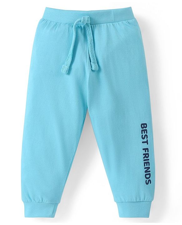 Babyhug Cotton Knit Full Length Lounge  Pants with Text Print Pack of 3 - Multicolour