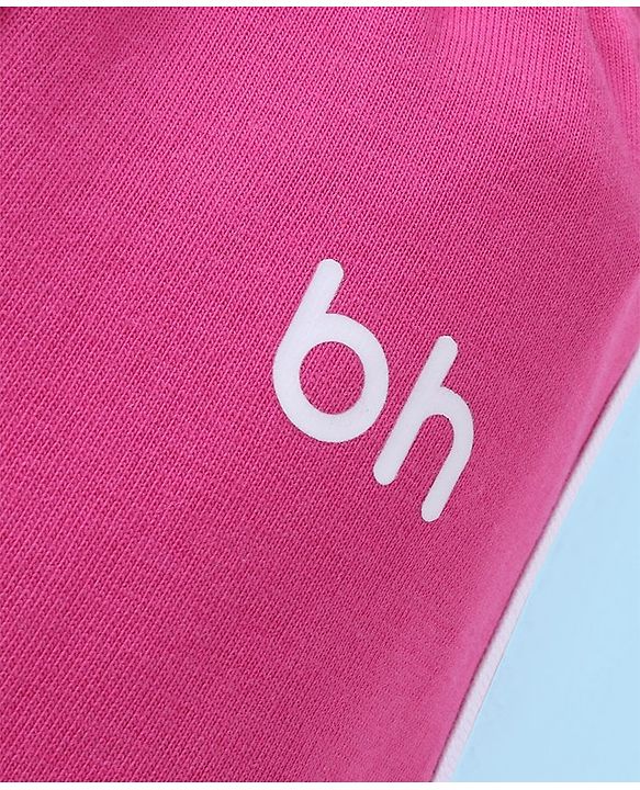 Babyhug Cotton Knit Full Length Solid Lounge Pants With Logo Print Pack of 3 - Violet Dark Pink & Pink