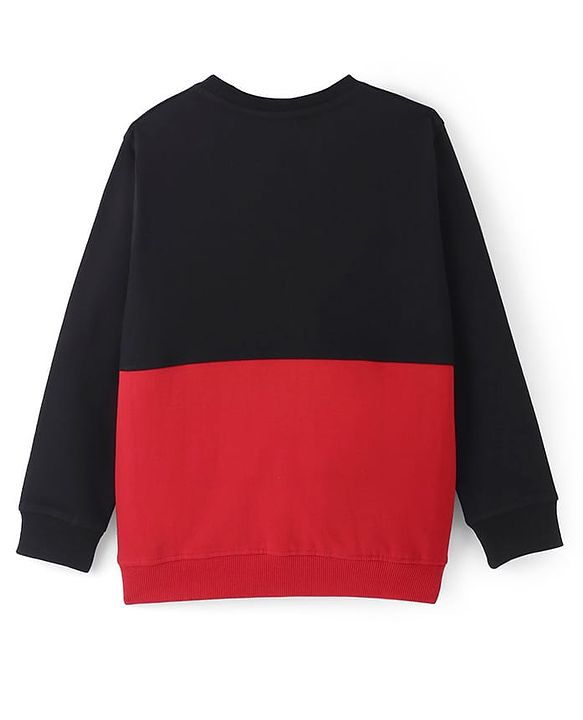 Pine Kids Knit Full Sleeves Sweatshirt Text Print - Red & Black