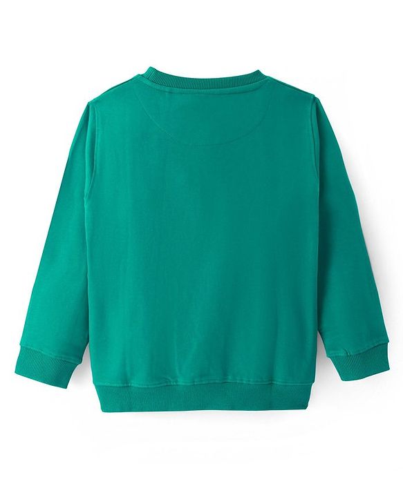 Pine Kids Cotton Knit Full Sleeves Sweatshirt With Text Print - Green