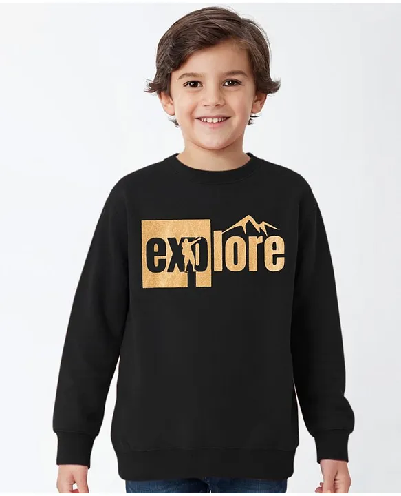 Buy Pine Kids Cotton Knit Full Sleeves Sweatshirt with Text Foil Print Jet Black for Boys 7 8 Years Online in India Shop at FirstCry 17588731