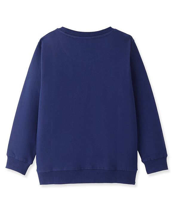 Pine Kids Cotton Knit Full Sleeves Sweatshirt With Text Print - Blue