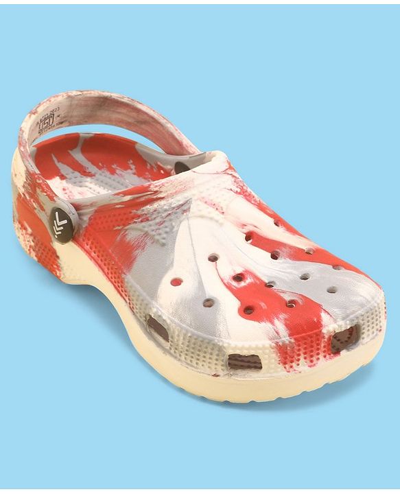Pine Kids Clogs with Back Straps - White & Red (Print May Vary)