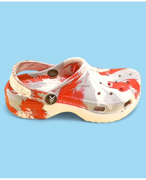 Pine Kids Clogs with Back Straps - White & Red (Print May Vary)