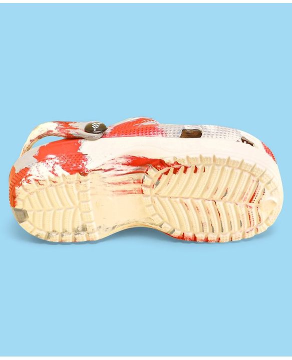 Pine Kids Clogs with Back Straps - White & Red (Print May Vary)