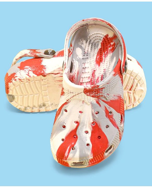 Pine Kids Clogs with Back Straps - White & Red (Print May Vary)