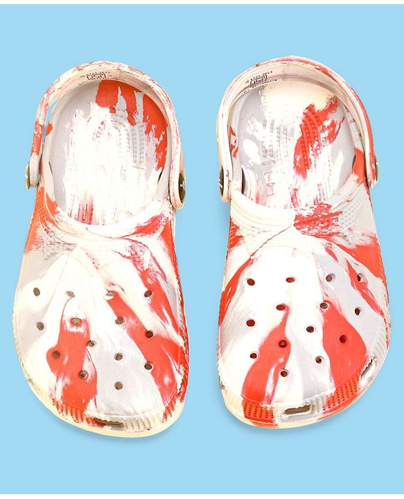 Pine Kids Clogs with Back Straps - White & Red (Print May Vary)