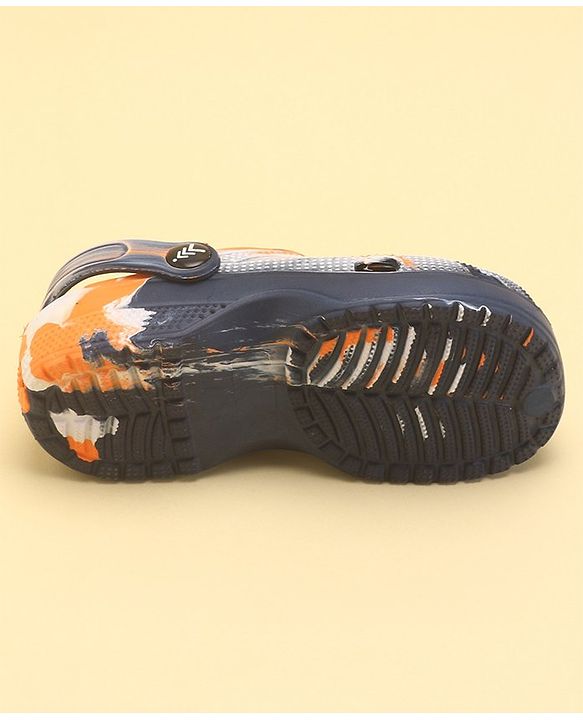 Pine Kids Slip On Marble Print Clogs with Back Strap - Navy & White