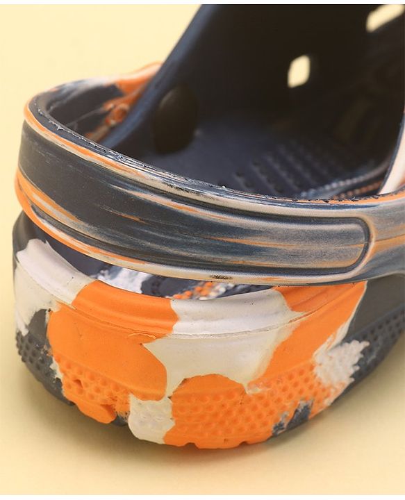 Pine Kids Slip On Marble Print Clogs with Back Strap - Navy & White