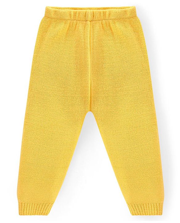 Babyhug Knitted Full Sleeves Sweater Set with Colour Block Design & Patch Work Detailing - Yellow & Blue