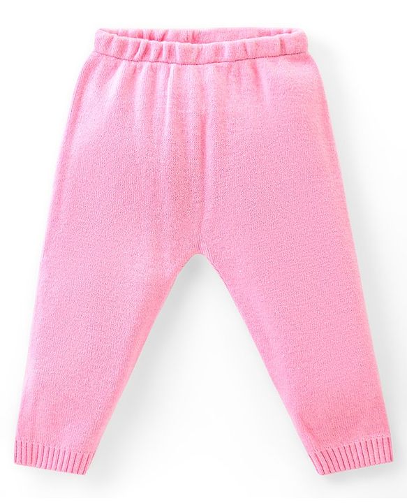 Babyhug Knitted Full Sleeves Pullover Sweater Set with Intarsia Design- Light Pink