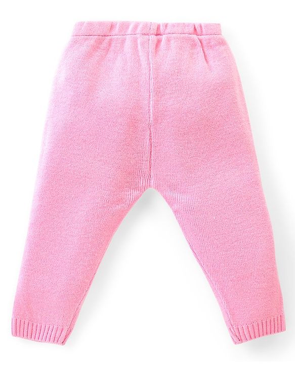 Babyhug Knitted Full Sleeves Pullover Sweater Set with Intarsia Design- Light Pink