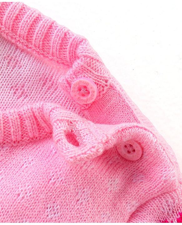 Babyhug Knitted Full Sleeves Pullover Sweater Set with Intarsia Design- Light Pink