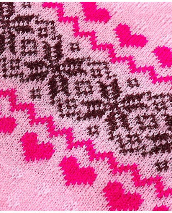 Babyhug Knitted Full Sleeves Pullover Sweater Set with Intarsia Design- Light Pink