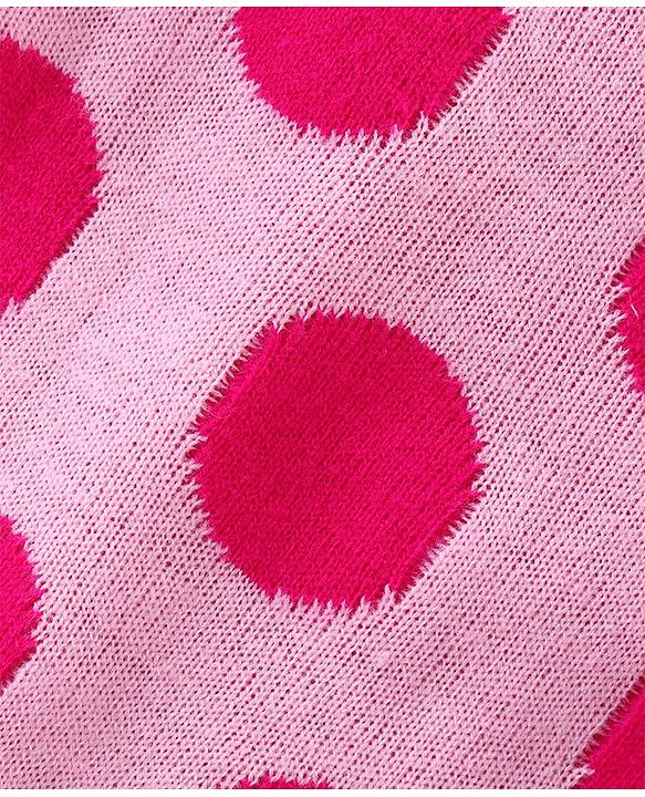 Babyhug Knitted Full Sleeves Pullover Sweater Set Polka Dot - Pink