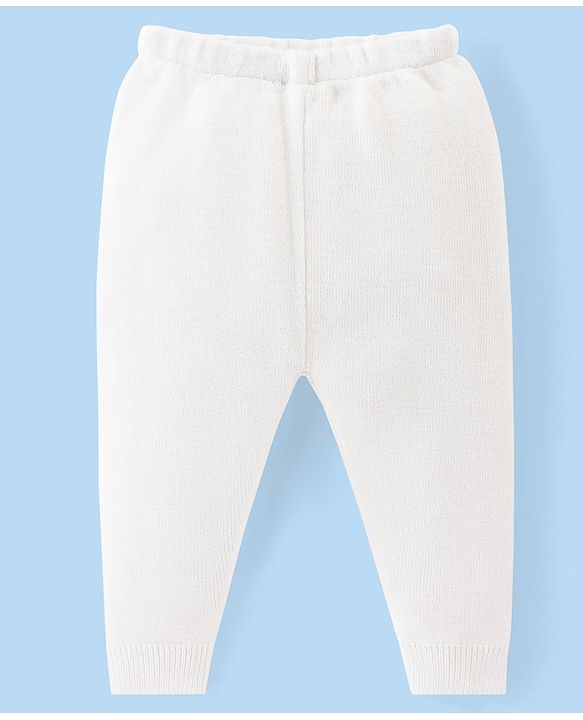 Babyhug Knit Full Sleeves Sweater Set with Design - White
