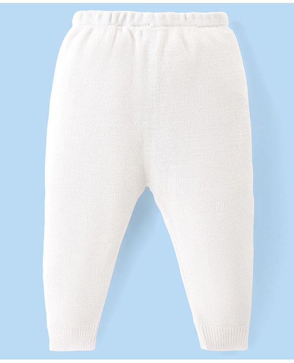 Babyhug Knit Full Sleeves Sweater Set with Design - White