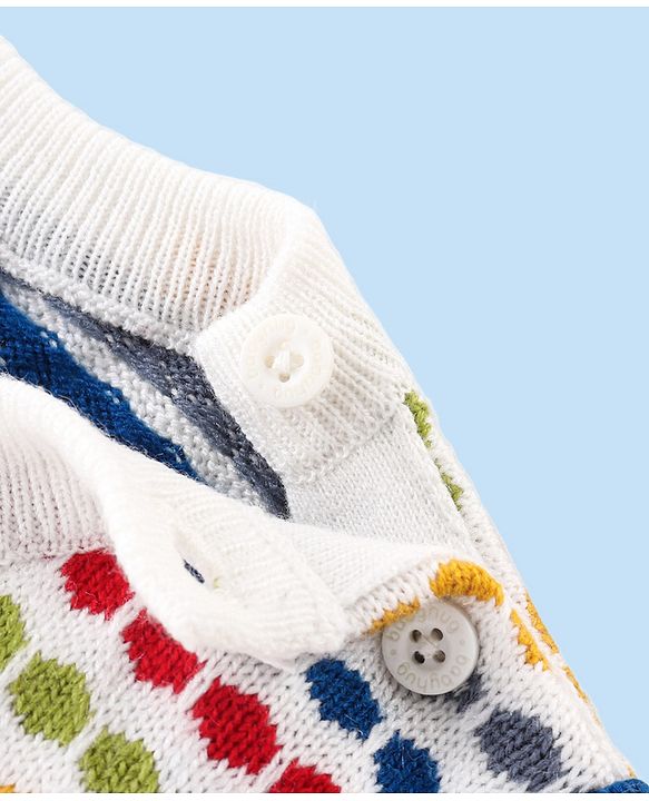 Babyhug Knit Full Sleeves Sweater Set with Design - White