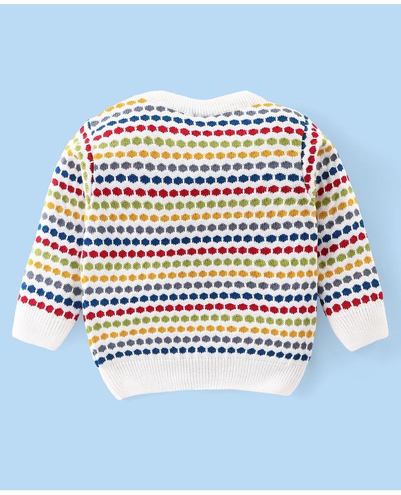 Babyhug Knit Full Sleeves Sweater Set with Design - White