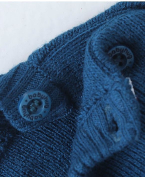 Babyhug Knitted Full Sleeves Striped Pullover Sweater Set - Navy Blue