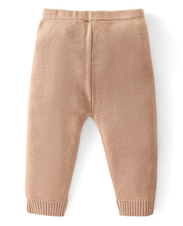 Babyhug Knitted Full Sleeves Cable Knit Designed Pullover Sweater Set - Beige
