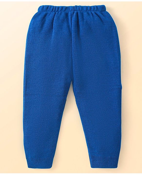 Babyhug Knitted Full Sleeves Pullover Sweater Set with Colour Block Design - Navy Blue