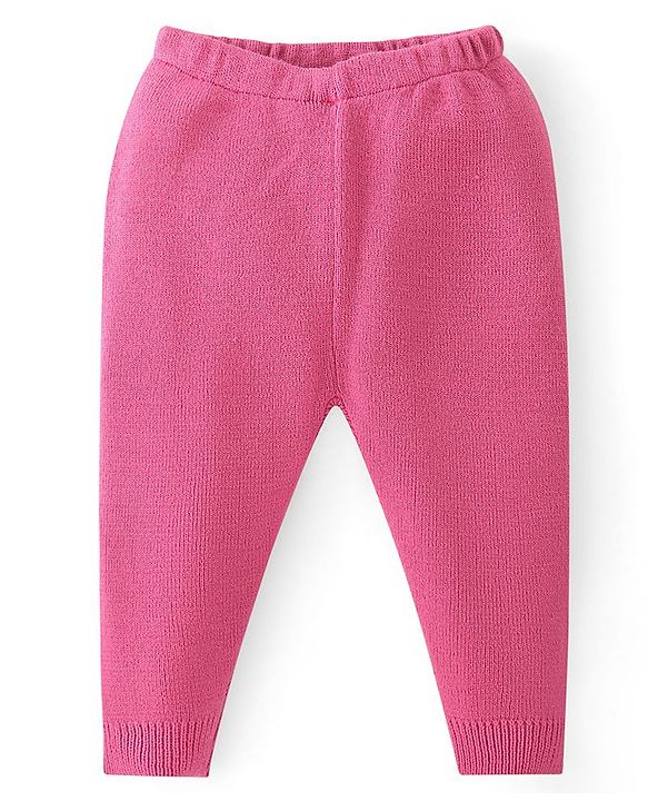 Babyhug Knit Full Sleeves Sweater Set With Star Design - Pink