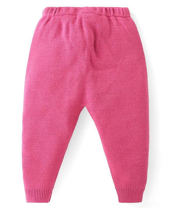Babyhug Knit Full Sleeves Sweater Set With Star Design - Pink