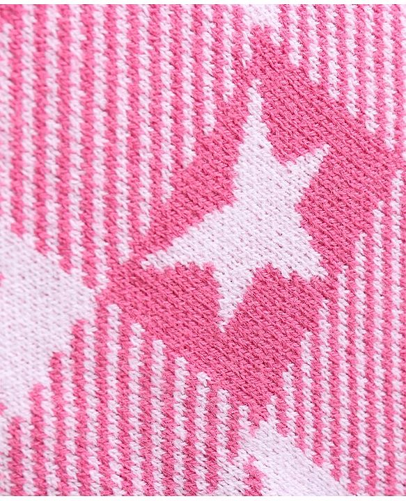 Babyhug Knit Full Sleeves Sweater Set With Star Design - Pink