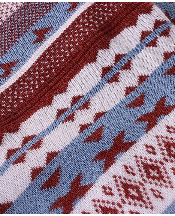 Babyhug Knit Full Sleeves Sweater Set With Aztec Design - Multicolor