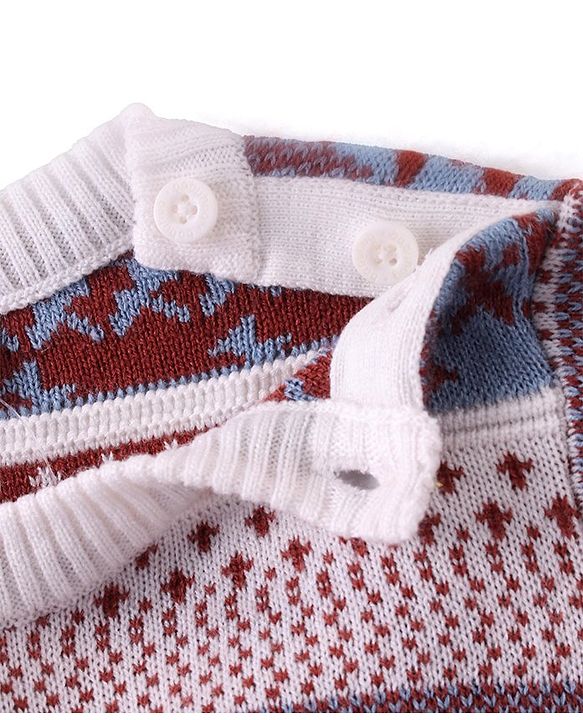 Babyhug Knit Full Sleeves Sweater Set With Aztec Design - Multicolor