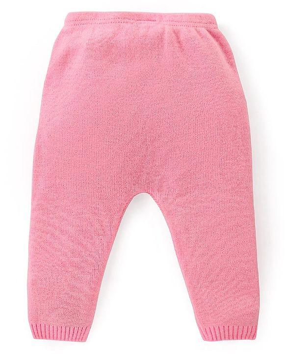 Babyhug Knitted Full Sleeves Pullover Sweater Set With Hearts Design - Light Pink