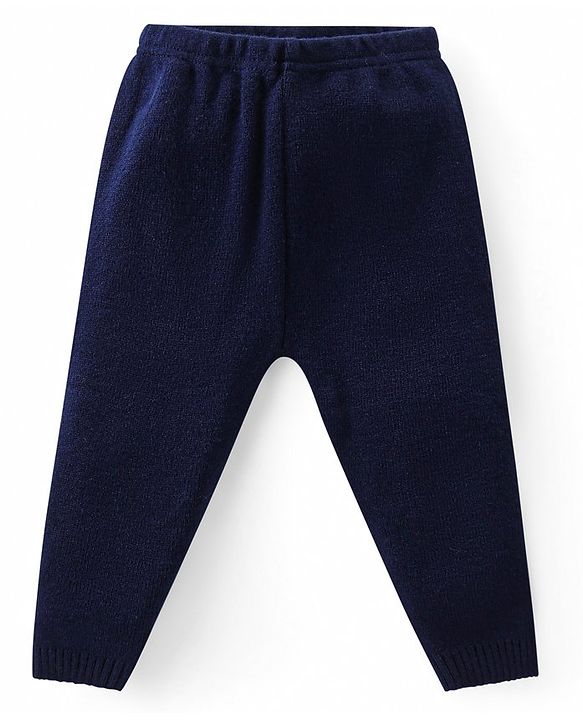Babyhug Knit Full Sleeves Pullover Sweater Set with Aztec Design - Navy Blue & Grey