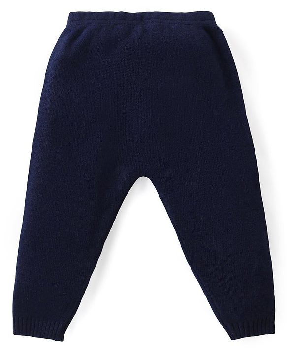 Babyhug Knit Full Sleeves Pullover Sweater Set with Aztec Design - Navy Blue & Grey