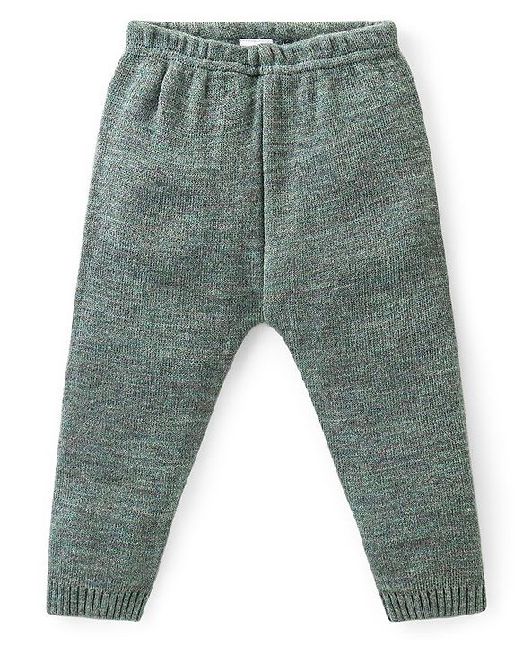 Babyhug Knitted Full Sleeves Pullover Sweater Set with Christmas Theme Design - Grey & Green